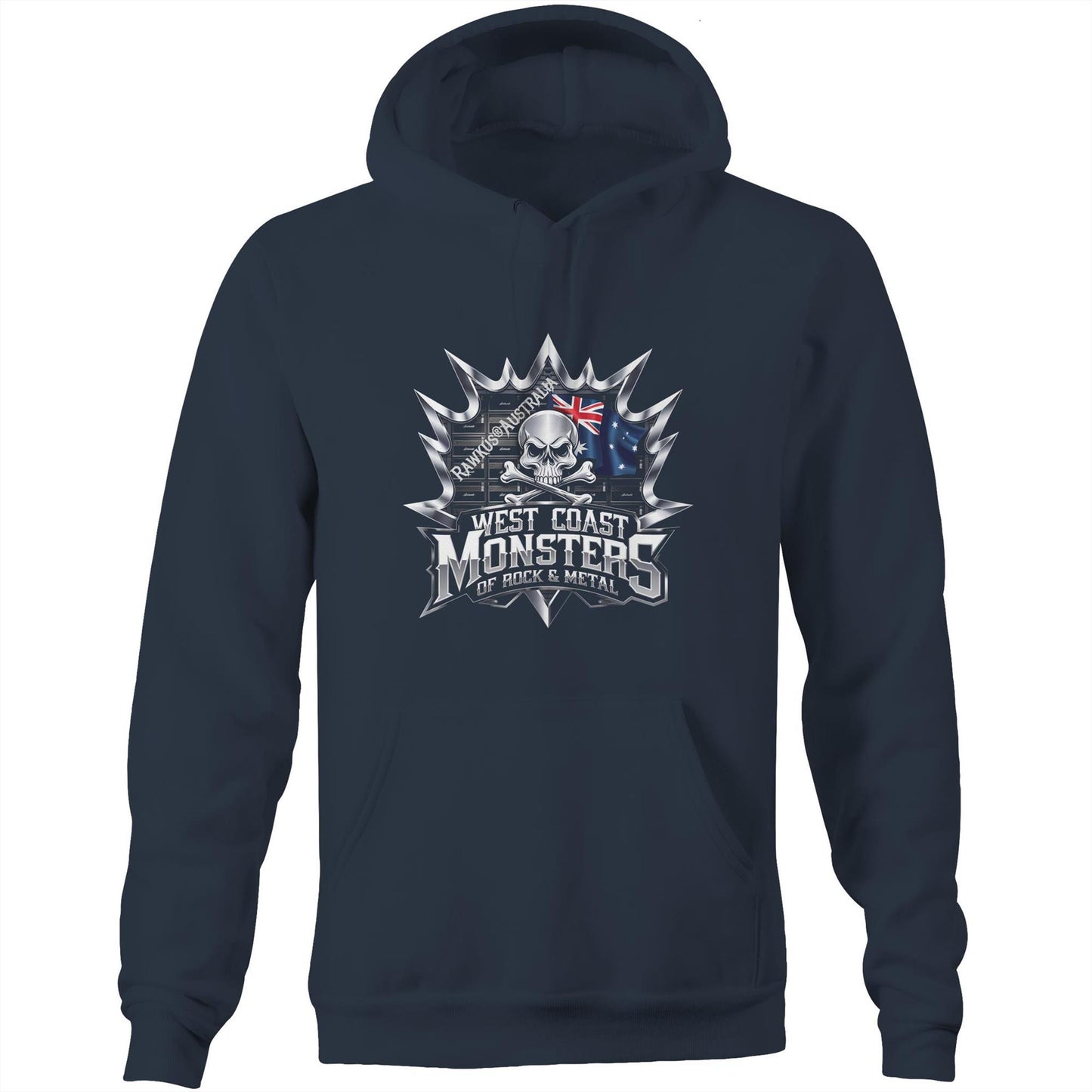 Rawkus®Australia - West Coast Monsters of Rock & Metal - AS Colour Stencil - Pocket Hoodie Sweatshirt