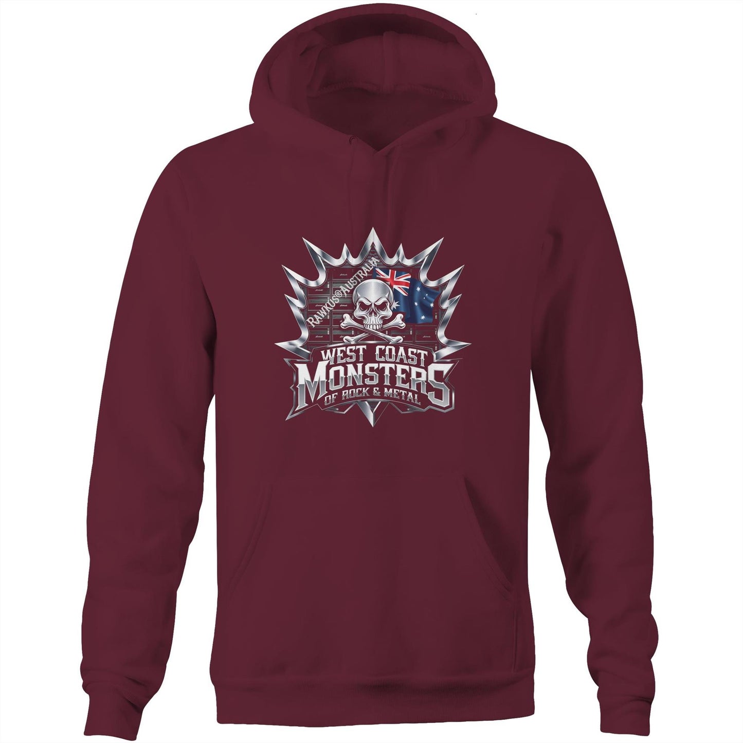 Rawkus®Australia - West Coast Monsters of Rock & Metal - AS Colour Stencil - Pocket Hoodie Sweatshirt