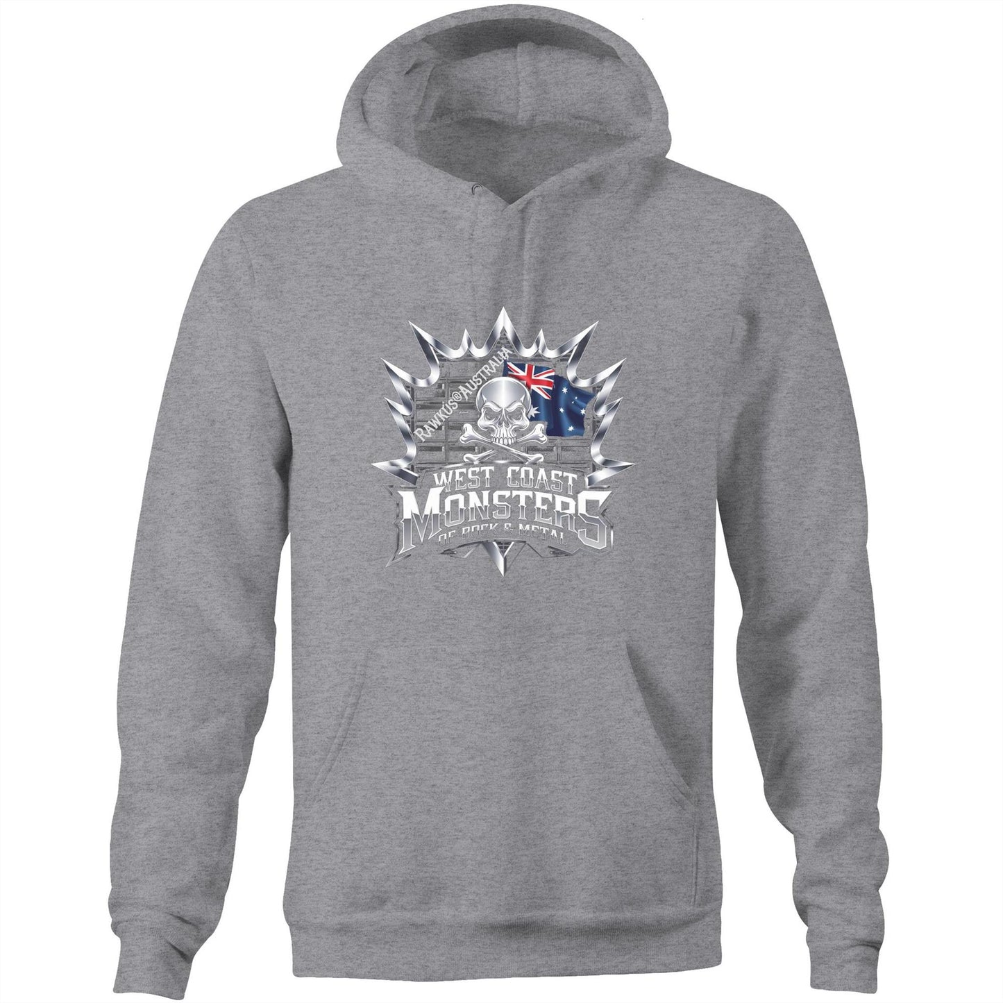 Rawkus®Australia - West Coast Monsters of Rock & Metal - AS Colour Stencil - Pocket Hoodie Sweatshirt