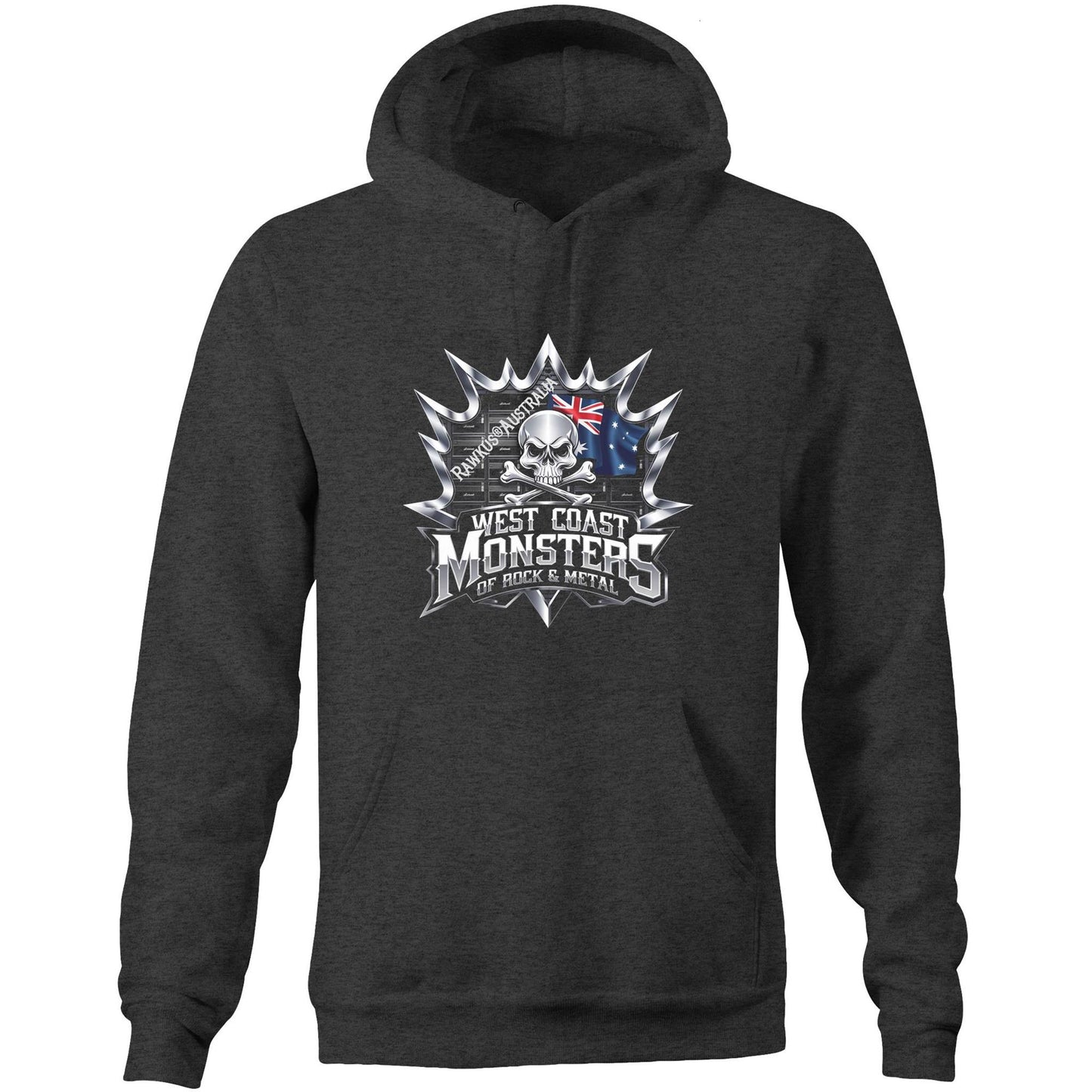 Rawkus®Australia - West Coast Monsters of Rock & Metal - AS Colour Stencil - Pocket Hoodie Sweatshirt