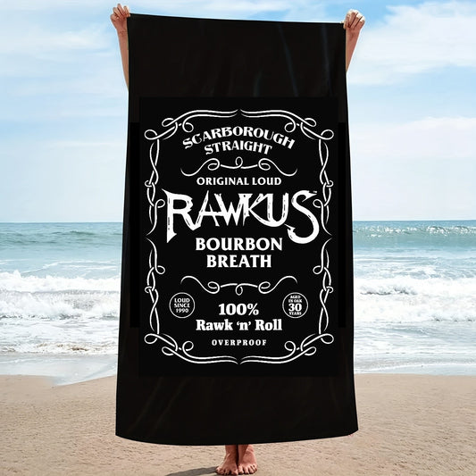 Rawkus®Heavy - Bourbon Breath -  Pure Black Beach Towel - Super Absorbent Fast-Drying